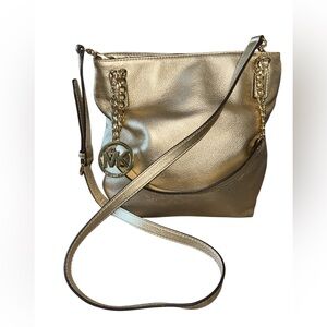 Michael Kors Gold and Beige Handbag